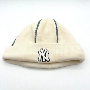 American Needle Genuine Merchandise MLB NY Yankees Cuffed Beanie Ivory Hat